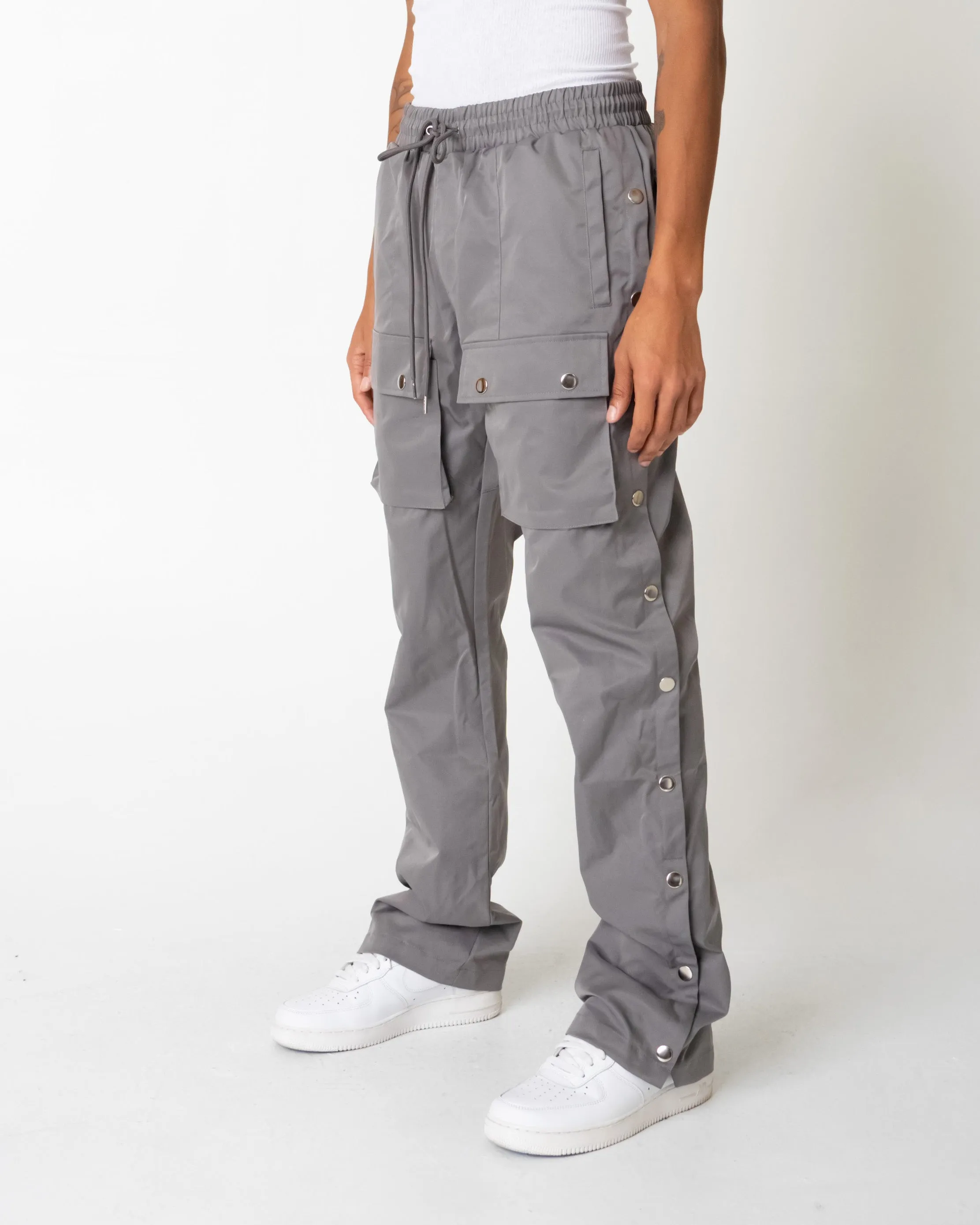 EPTM SNAP CARGO FLARED PANTS-GREY