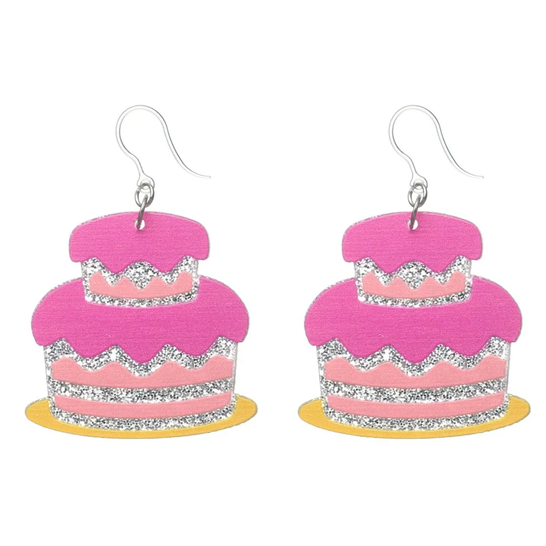 Exaggerated Cake Dangles Hypoallergenic Earrings for Sensitive Ears Made with Plastic Posts