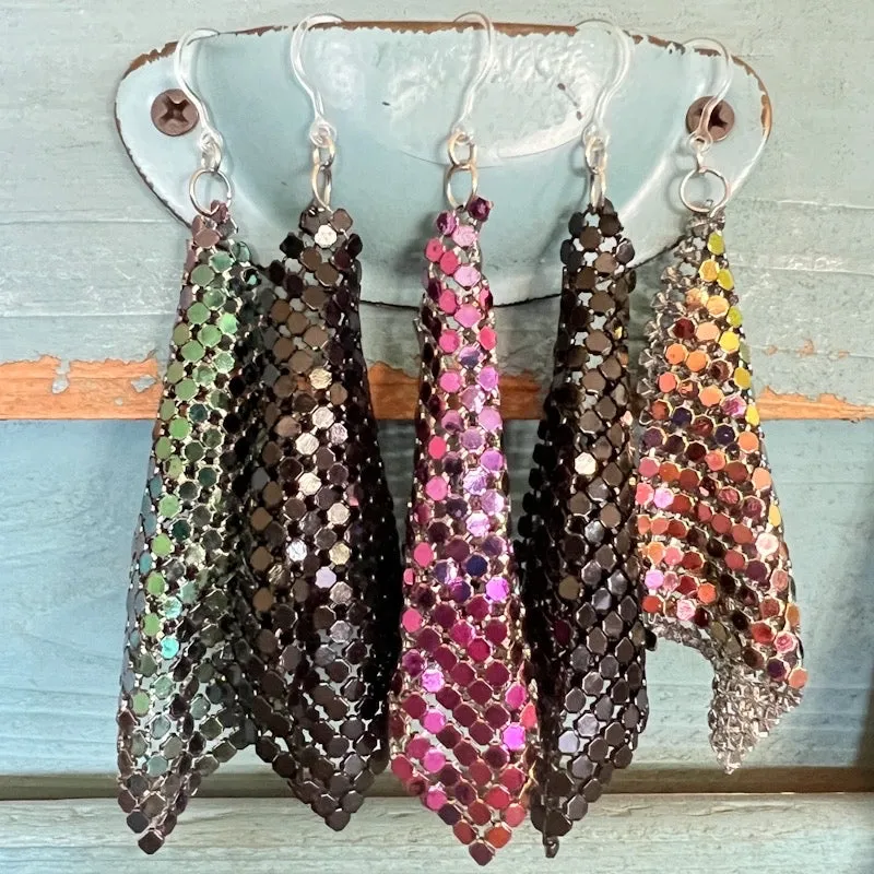 Exaggerated Chain Mail Dangles Hypoallergenic Earrings for Sensitive Ears Made with Plastic Posts