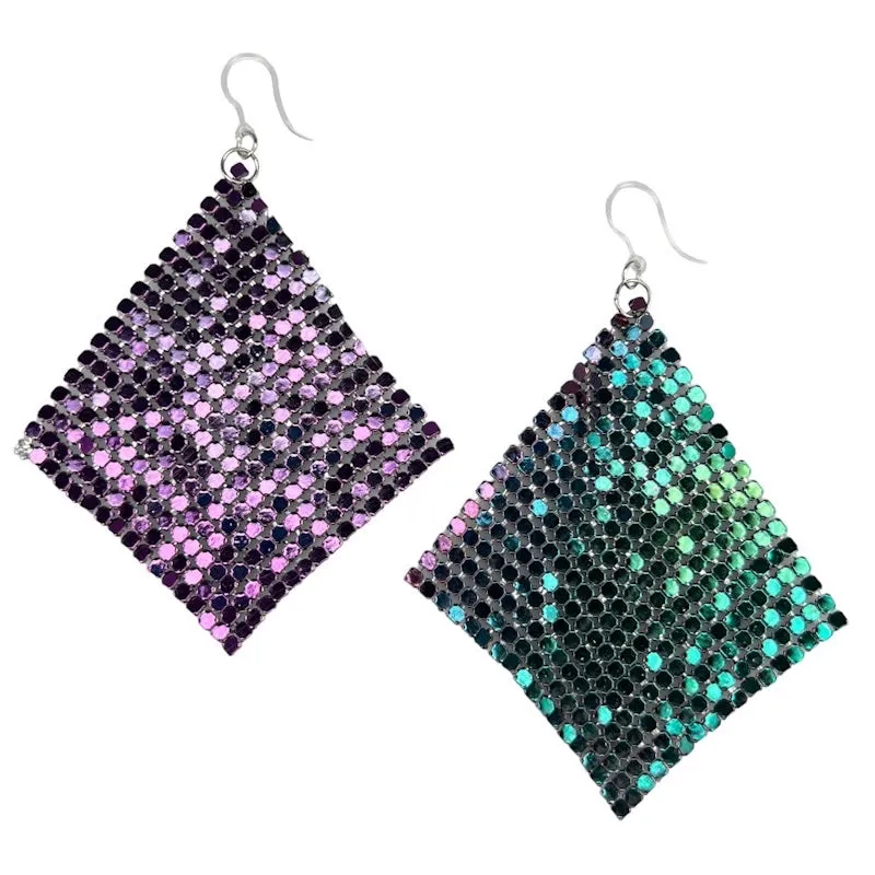 Exaggerated Chain Mail Dangles Hypoallergenic Earrings for Sensitive Ears Made with Plastic Posts