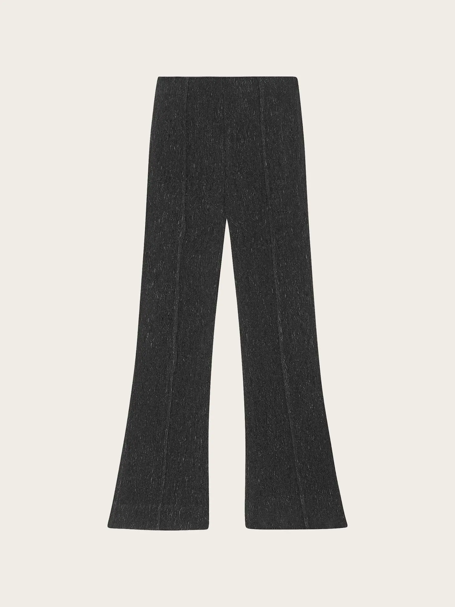 F9396 Viscose Stretch Crepe Flared Pants - Black