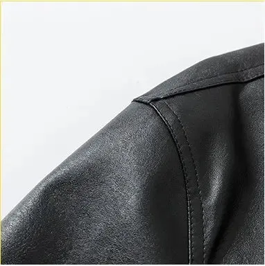 Fashionable Loose Lapel Collar Handsome Leather Jacket