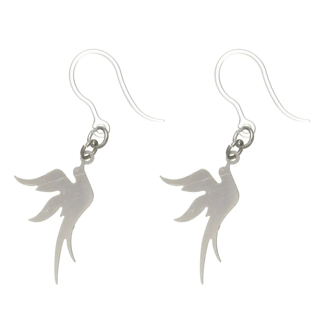 Flying Bird Dangles Hypoallergenic Earrings for Sensitive Ears Made with Plastic Posts