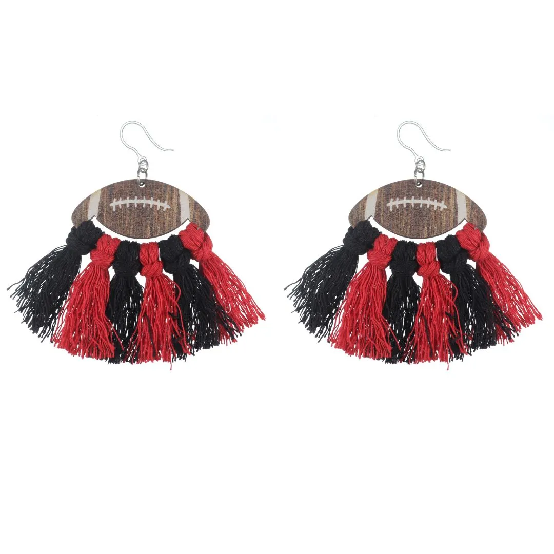 Football Fringe Dangles Hypoallergenic Earrings for Sensitive Ears Made with Plastic Posts