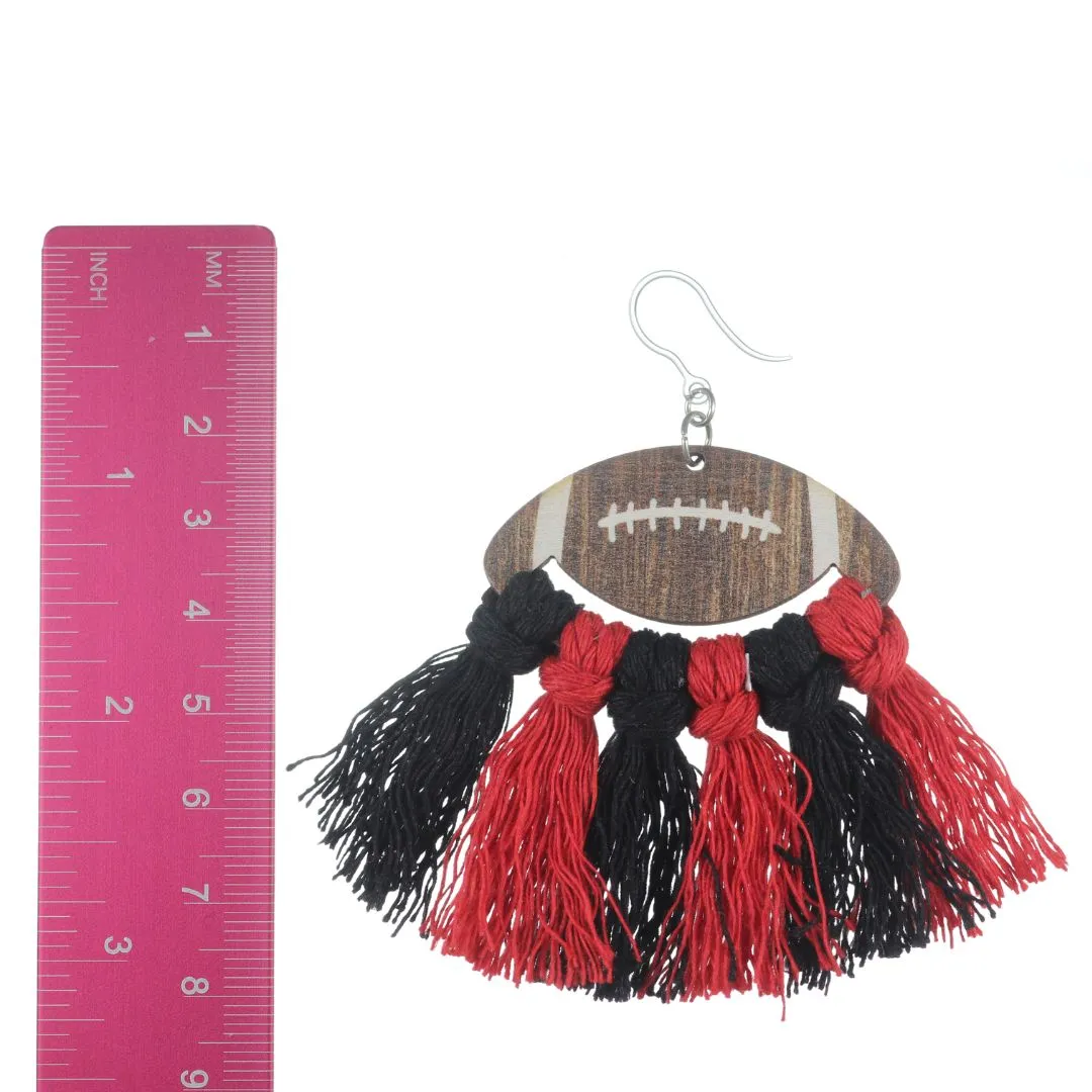 Football Fringe Dangles Hypoallergenic Earrings for Sensitive Ears Made with Plastic Posts