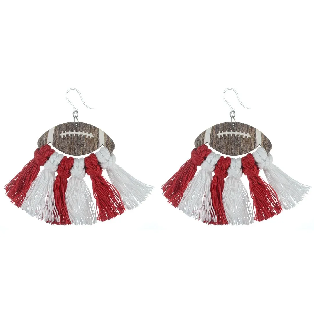 Football Fringe Dangles Hypoallergenic Earrings for Sensitive Ears Made with Plastic Posts