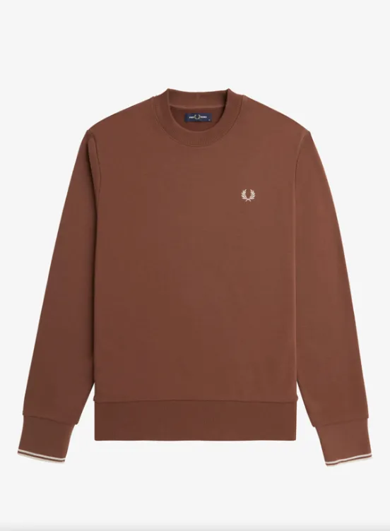 Fred Perry Crew Neck Sweatshirt/Whiskey Brown - New AW24