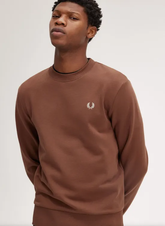 Fred Perry Crew Neck Sweatshirt/Whiskey Brown - New AW24