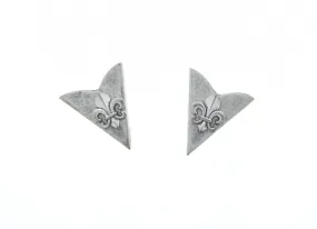 French Fleur de Lis Collar Tip, antique silver, 1 pair (2626CT)