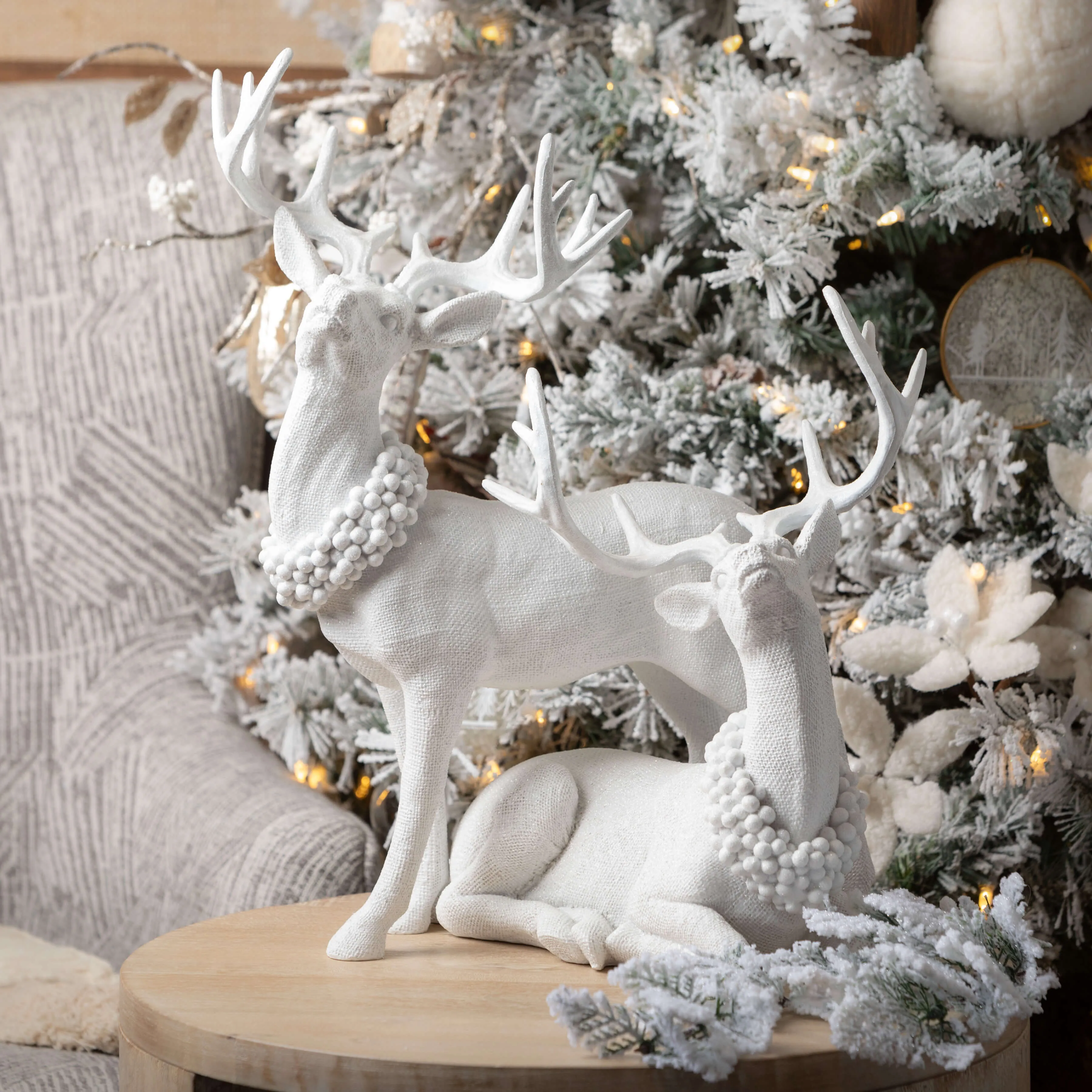 Frosted Deer Figurine Set