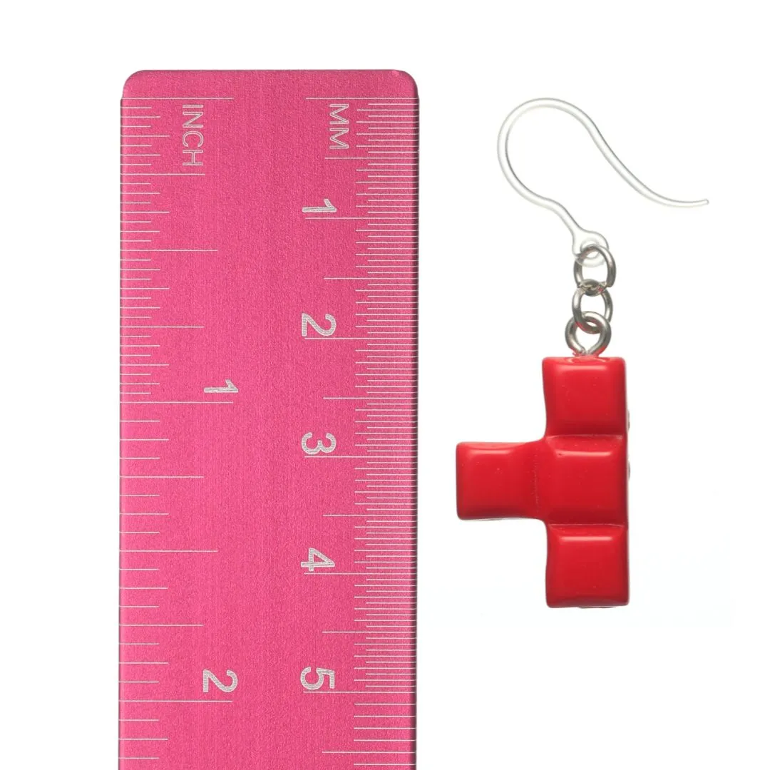 Game Block Dangles Hypoallergenic Earrings for Sensitive Ears Made with Plastic Posts