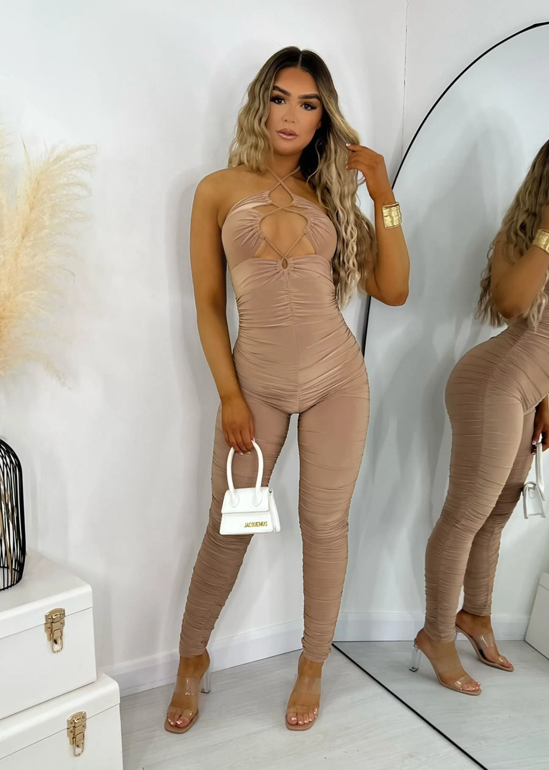 Giovanna Ruched Jumpsuit - Camel