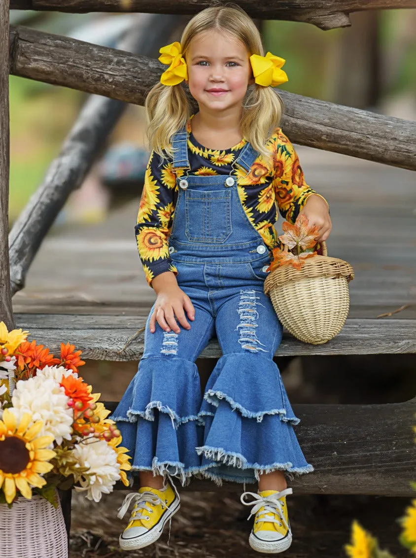 Girl Power Flared Denim Overall Set