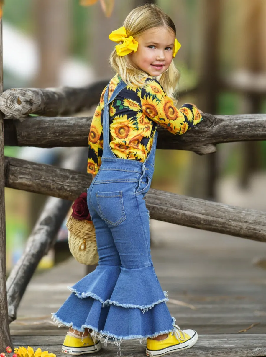 Girl Power Flared Denim Overall Set