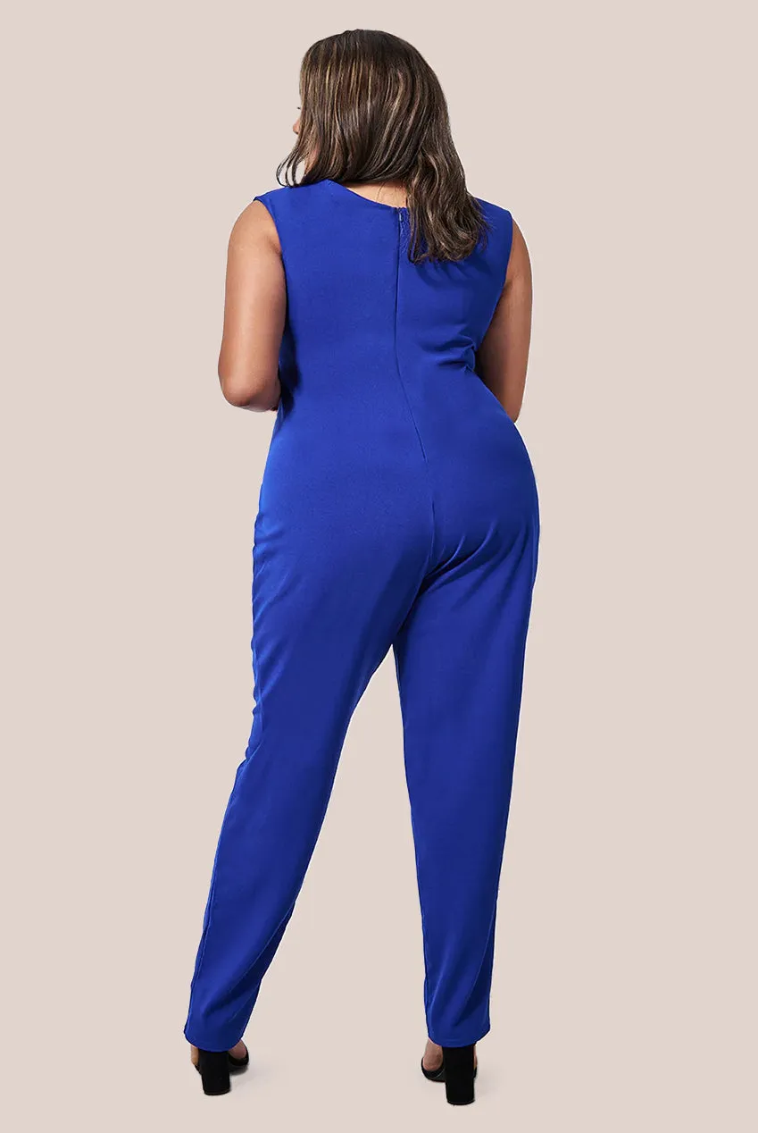 Goddiva Plus Bardot Scuba Jumpsuit - Royal Blue