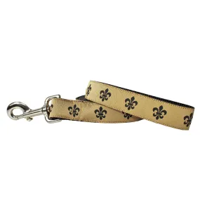 Gold & Black Fleur de Lis Dog Leash