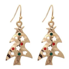 Gold Christmas Tree Earrings