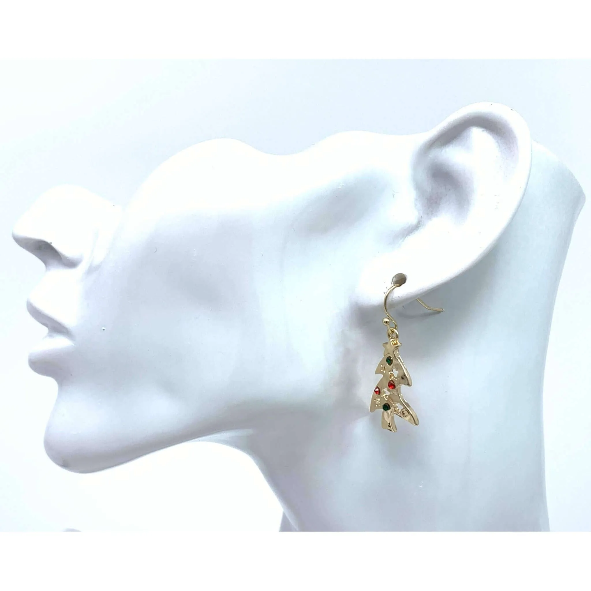 Gold Christmas Tree Earrings