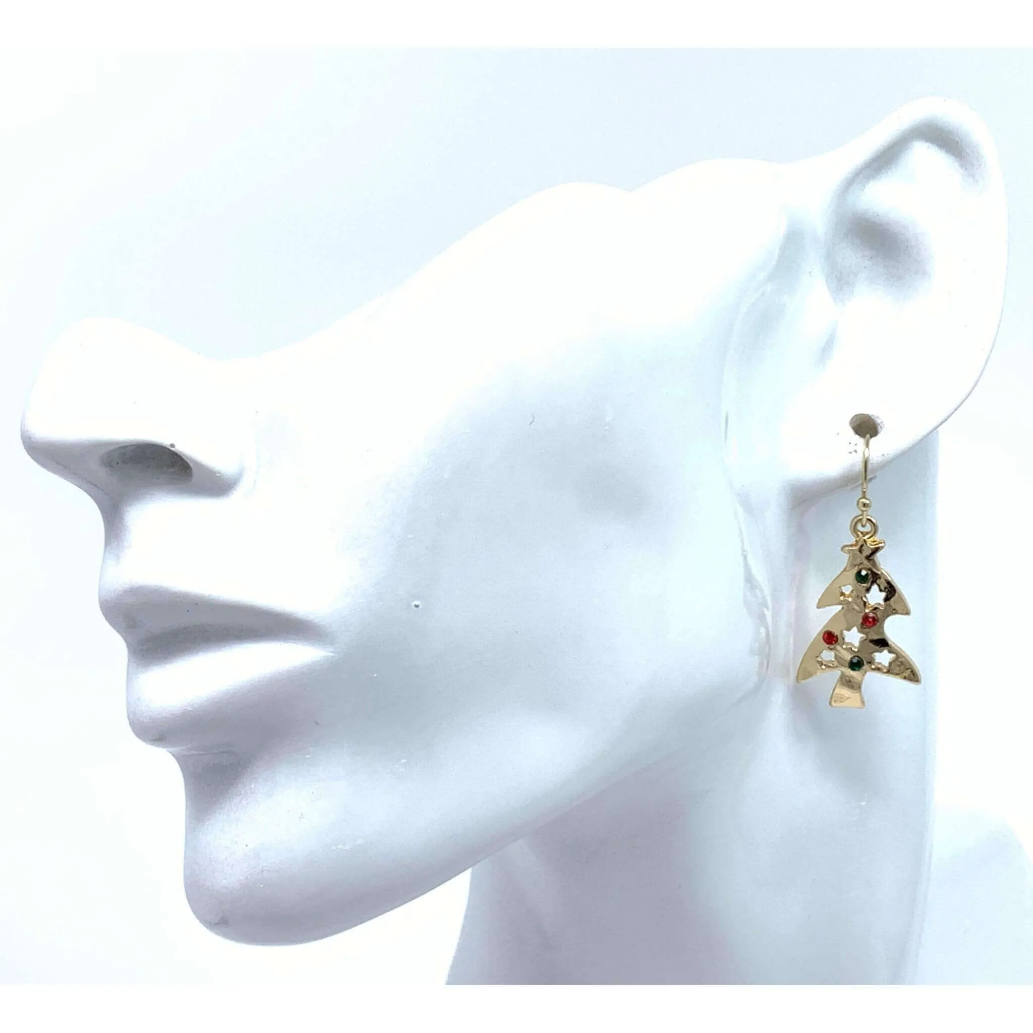 Gold Christmas Tree Earrings