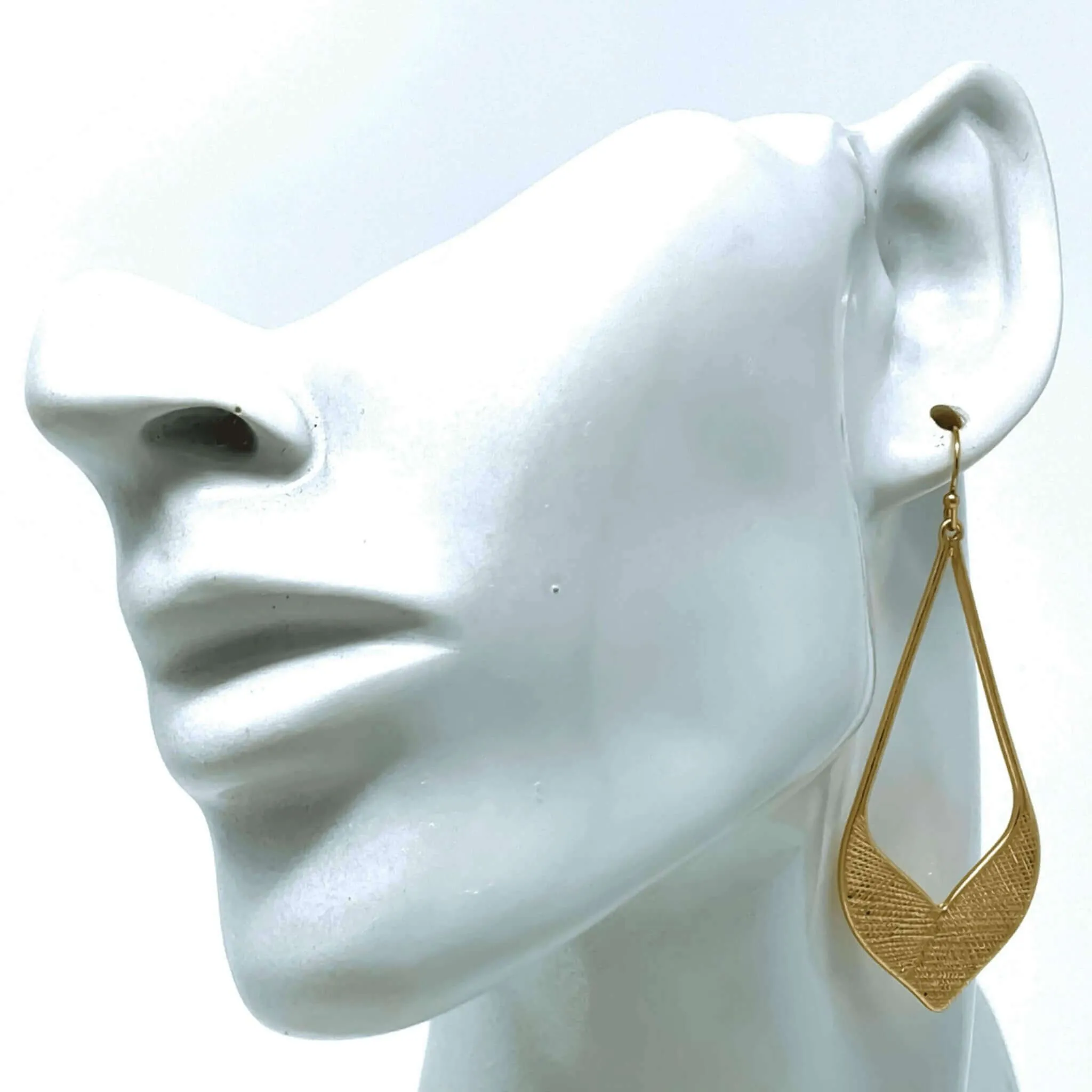 Gold Textured Teardrop Statement Earrings