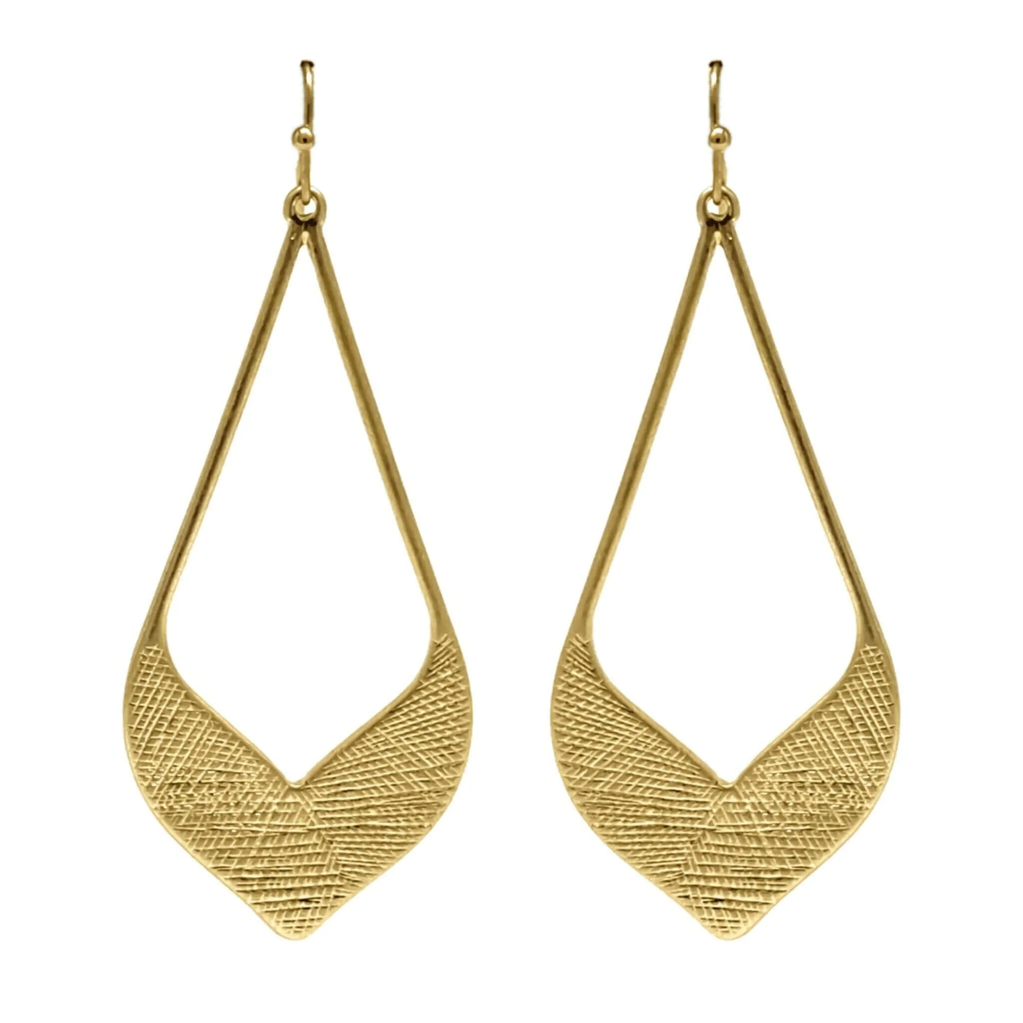 Gold Textured Teardrop Statement Earrings