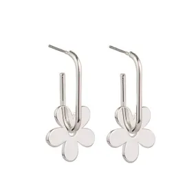 Hanging Flower Earrings Silver