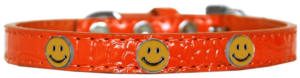 Happy Face Widget Croc Dog Collar Orange Size 10