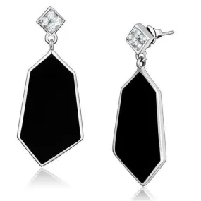 High polished (no plating) Stainless Steel Earrings with AAA Grade CZ in Clear for Women Clear Stone Color Style TK2382