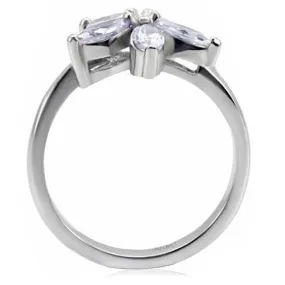 High polished (no plating) Stainless Steel Ring with AAA Grade CZ in Light Amethyst for Women Style TK084