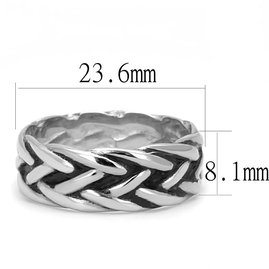 High polished (no plating) Stainless Steel Ring with Epoxy in Jet for Women Style TK3280