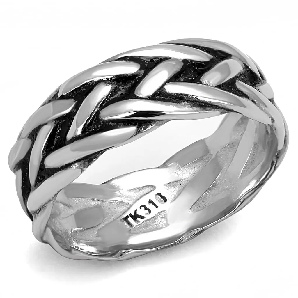 High polished (no plating) Stainless Steel Ring with Epoxy in Jet for Women Style TK3280