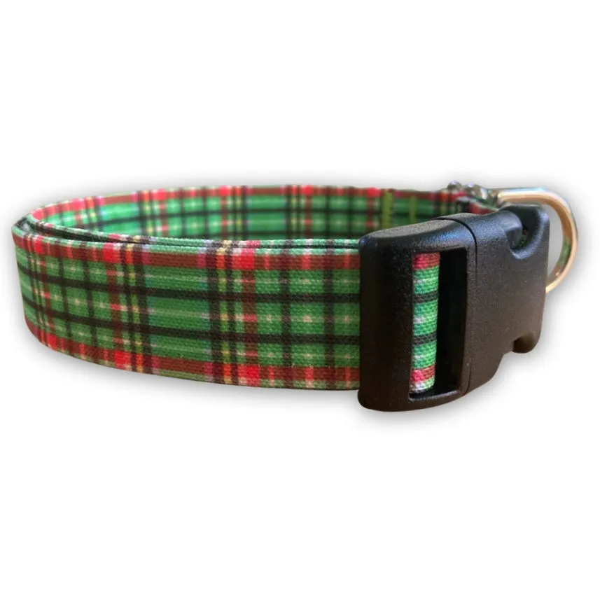 Holly Jolly Green Christmas Plaid Collar