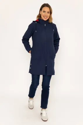 Hooded Soft Shell Rain Jacket in Navy