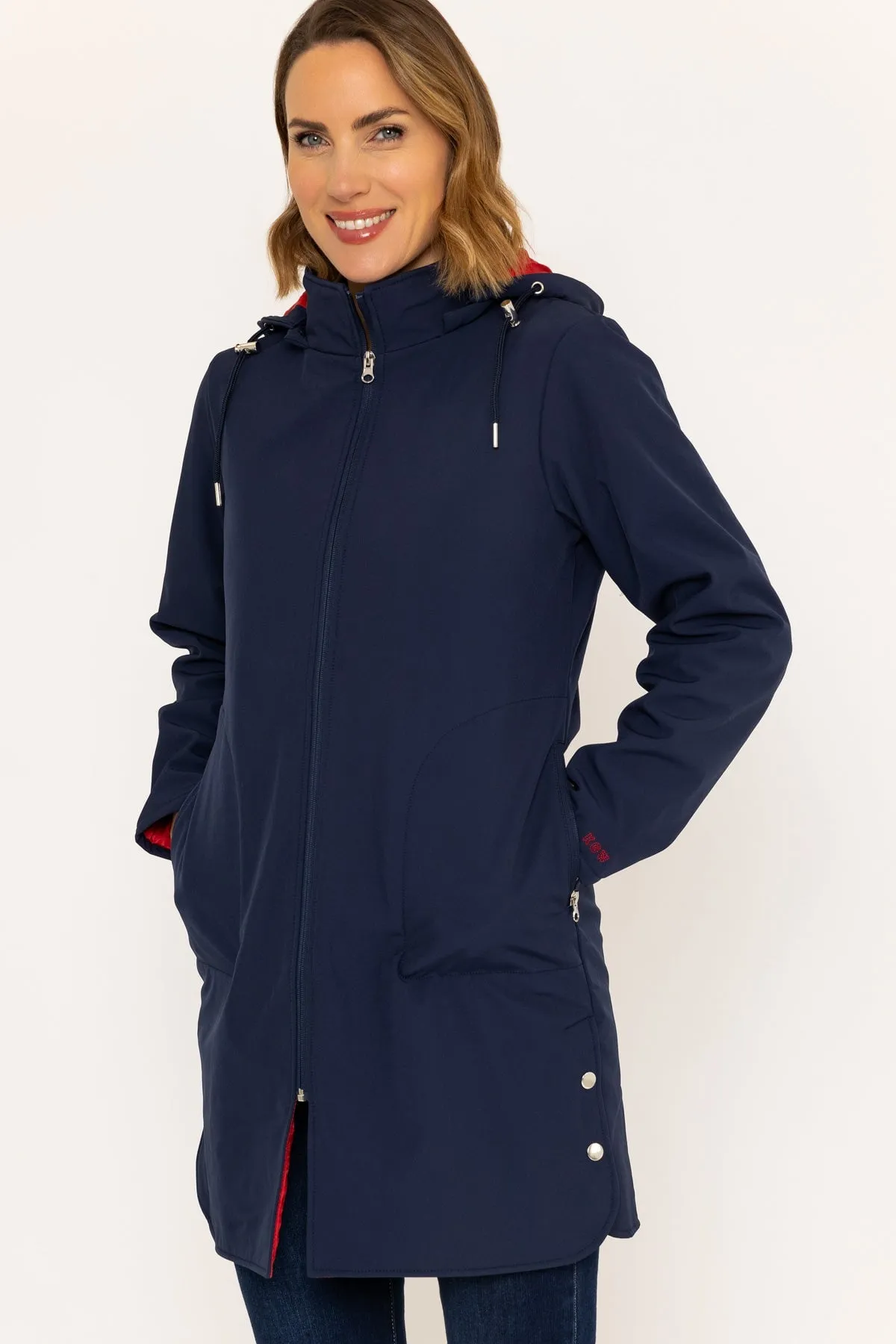 Hooded Soft Shell Rain Jacket in Navy