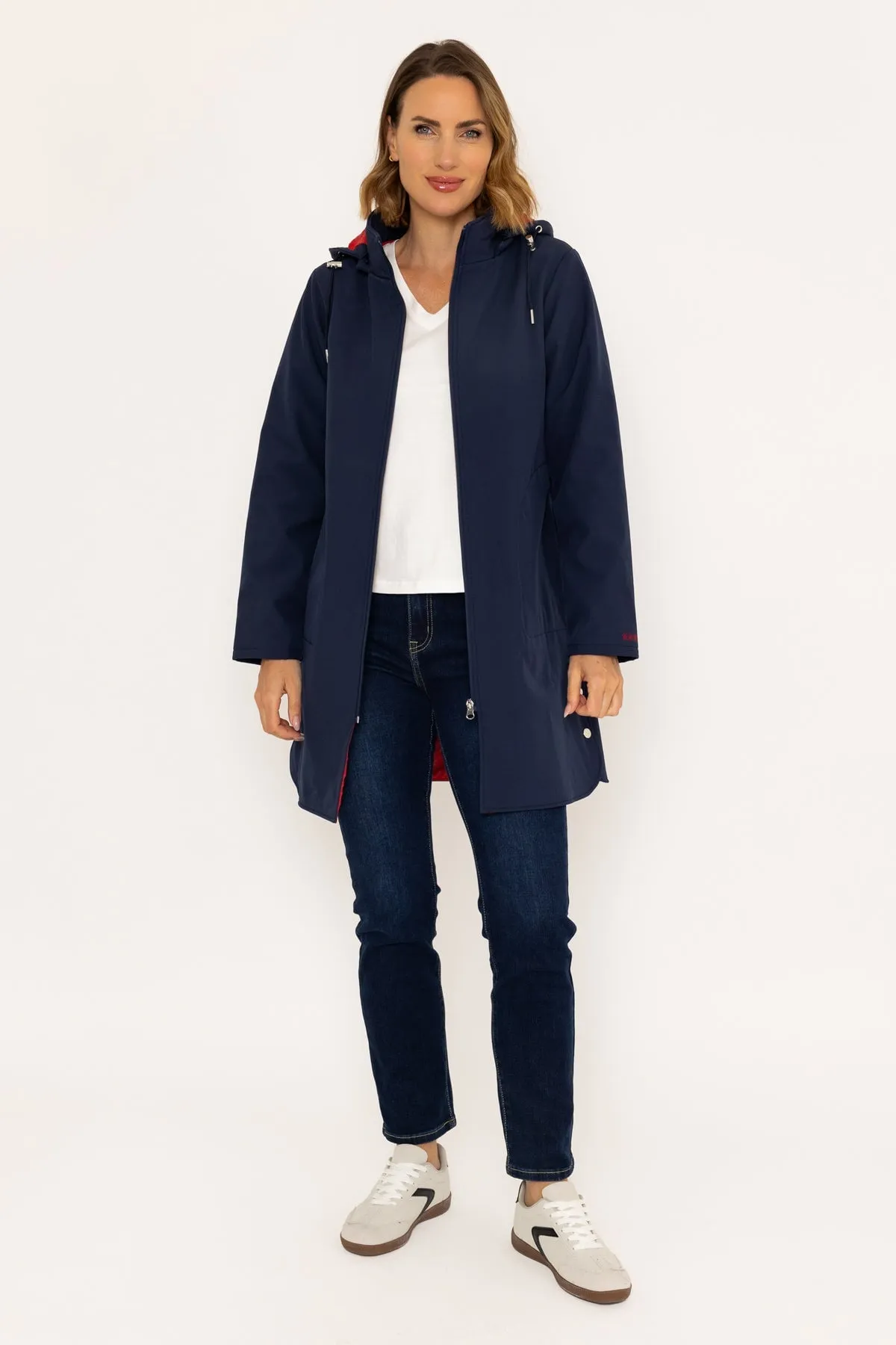 Hooded Soft Shell Rain Jacket in Navy