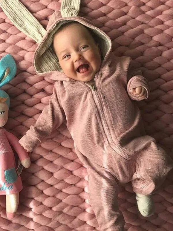 Hoodie Romper Sleepsuit Long Ears Bunny Style Jumpsuit for Babies