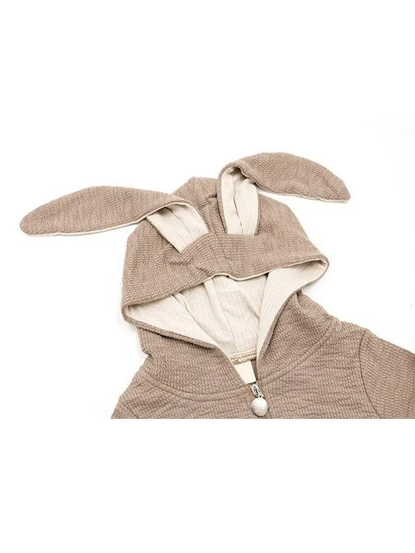 Hoodie Romper Sleepsuit Long Ears Bunny Style Jumpsuit for Babies