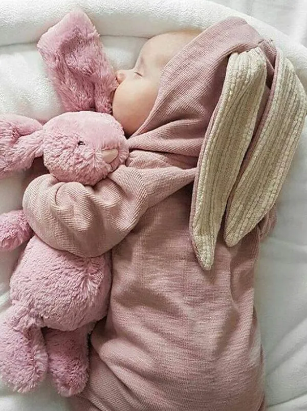 Hoodie Romper Sleepsuit Long Ears Bunny Style Jumpsuit for Babies