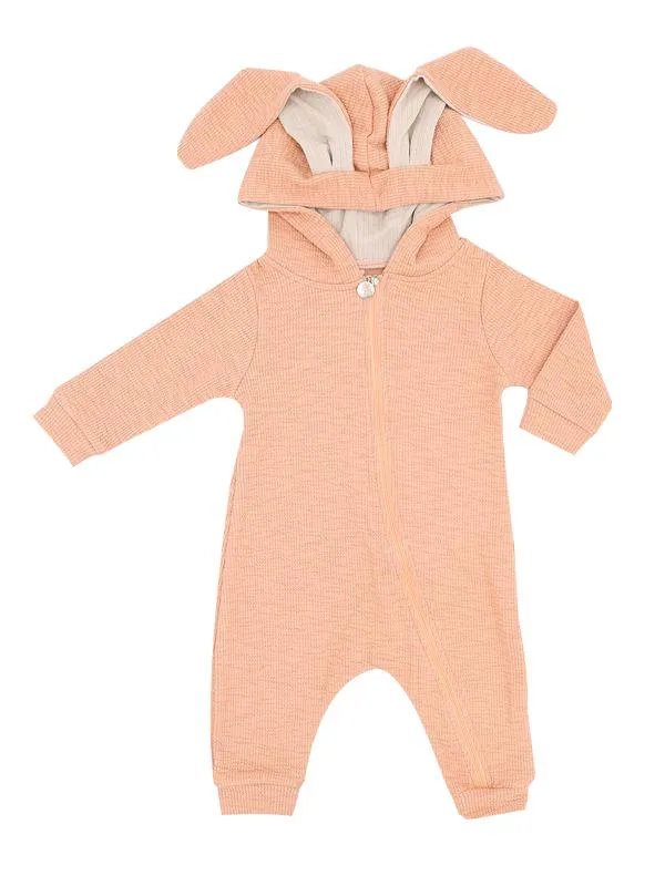 Hoodie Romper Sleepsuit Long Ears Bunny Style Jumpsuit for Babies