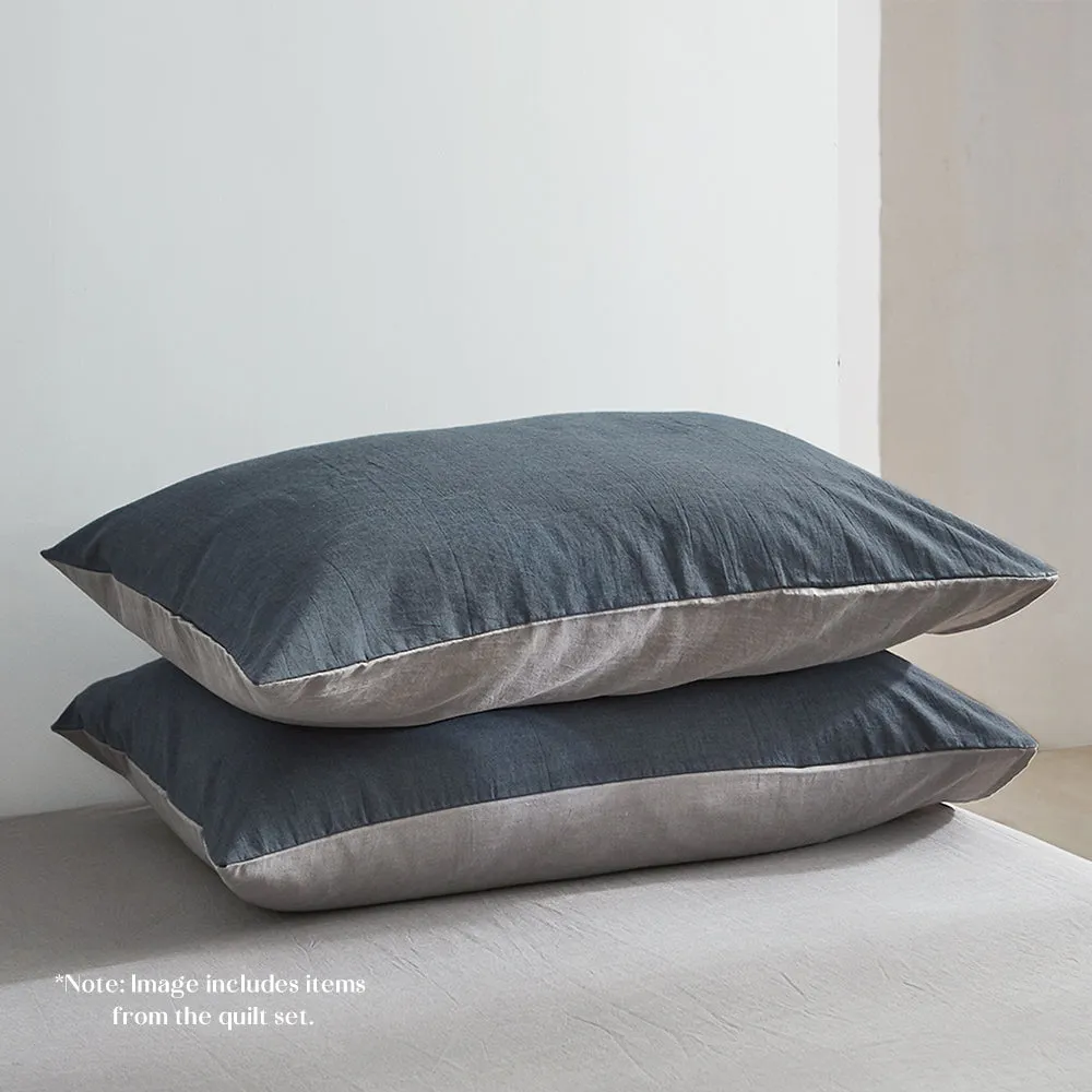 Hypoallergenic Cotton Bed Sheets Double Set Navy Grey Cosy Club