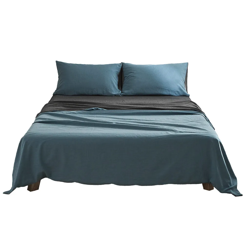 Hypoallergenic Cotton Bed Sheets Set Blue Grey Single Cosy Club