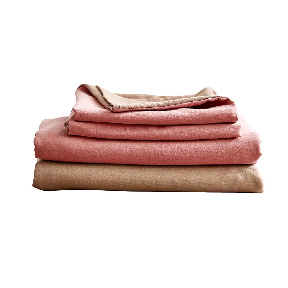 Hypoallergenic Cotton Bed Sheets Set, Double Pink Brown – Cosy Club