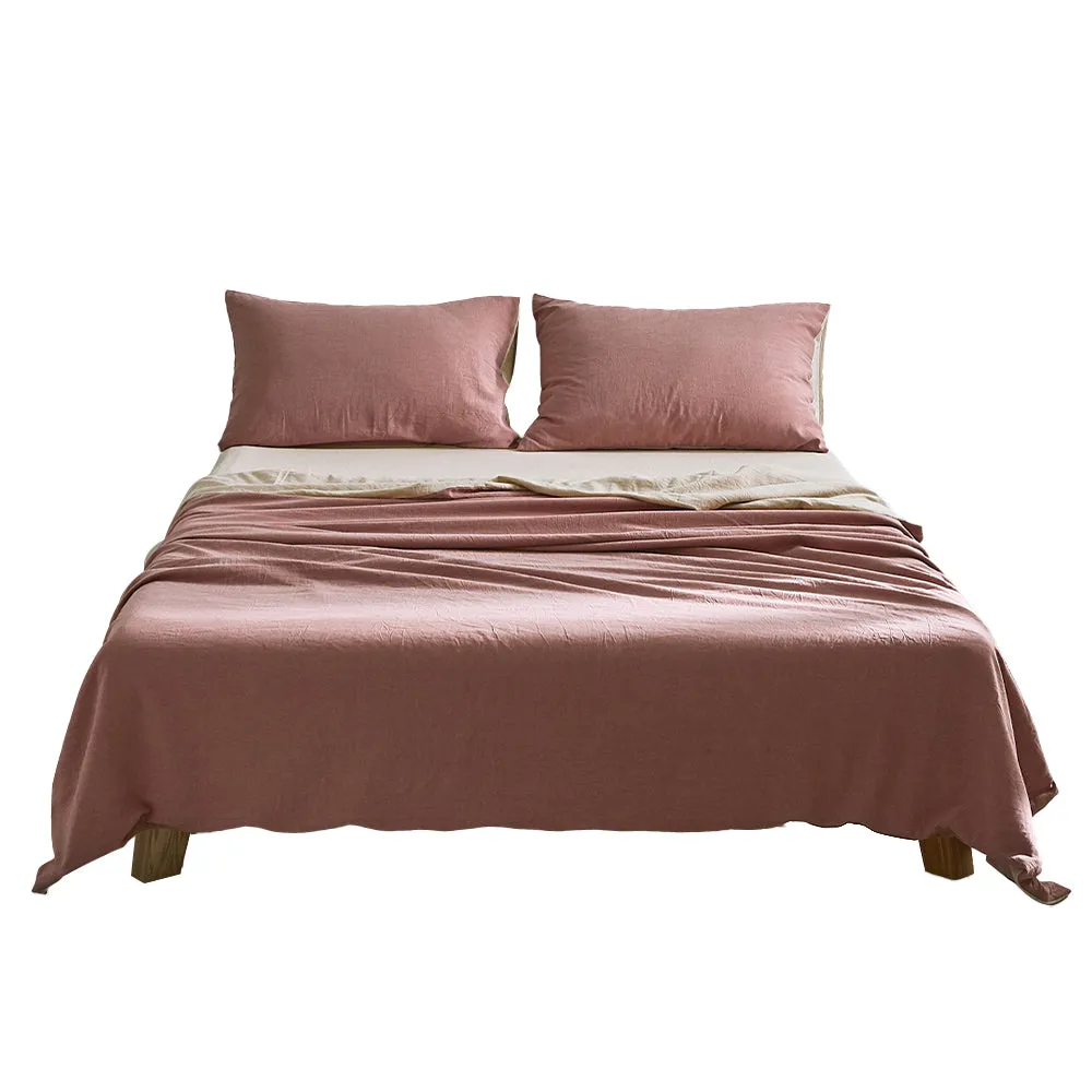 Hypoallergenic Cotton Bed Sheets Set, Double, Red Beige - Cosy Club