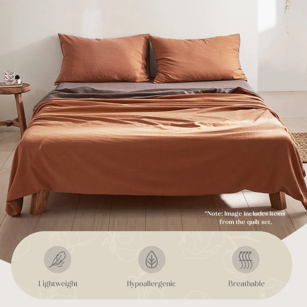 Hypoallergenic Cotton Bed Sheets Set Orange Brown - Cosy Club