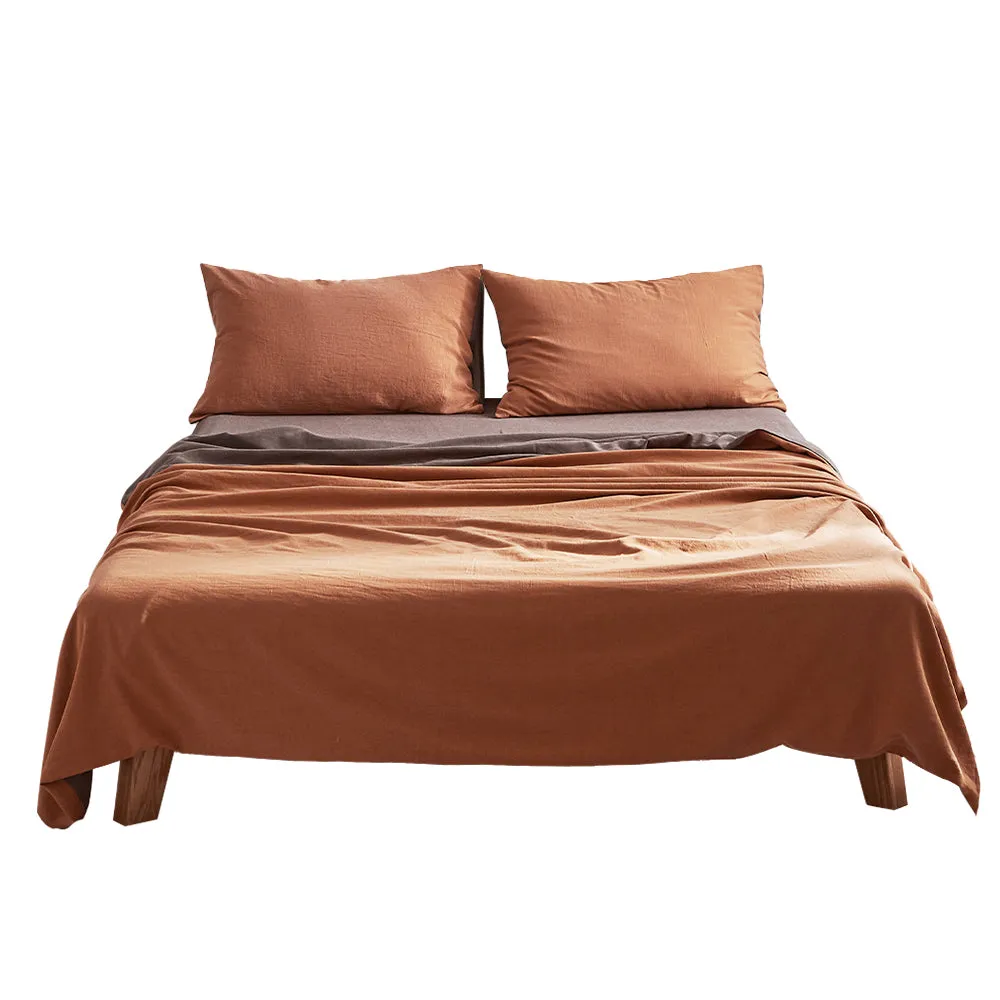 Hypoallergenic Cotton Bed Sheets Set Orange Brown - Cosy Club