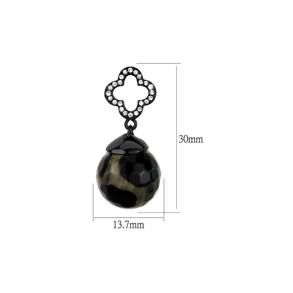 IP Black(Ion Plating) Stainless Steel Earrings with Synthetic Onyx in Multi Color for Women Multi Color Stone Color Style TK2384