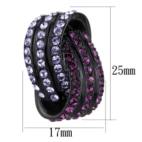 IP Black(Ion Plating) Stainless Steel Earrings with Top Grade Crystal in Multi Color for Women Multi Color Stone Color Style TK2269