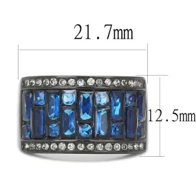 IP Black(Ion Plating) Stainless Steel Ring with Synthetic Synthetic Glass in Montana for Women Style TK3058