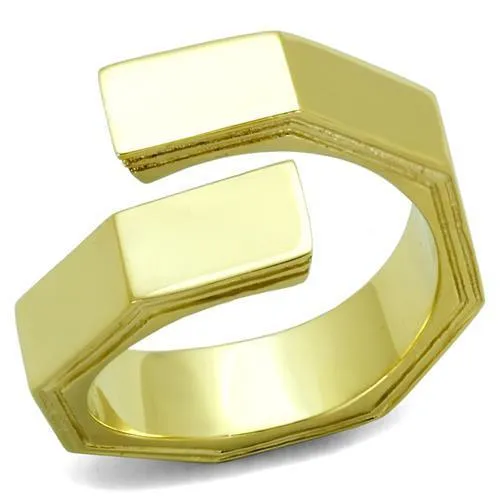 IP Gold(Ion Plating) Stainless Steel Ring with No Stone for Women Style TK1629