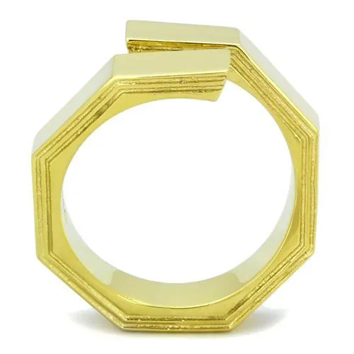 IP Gold(Ion Plating) Stainless Steel Ring with No Stone for Women Style TK1629